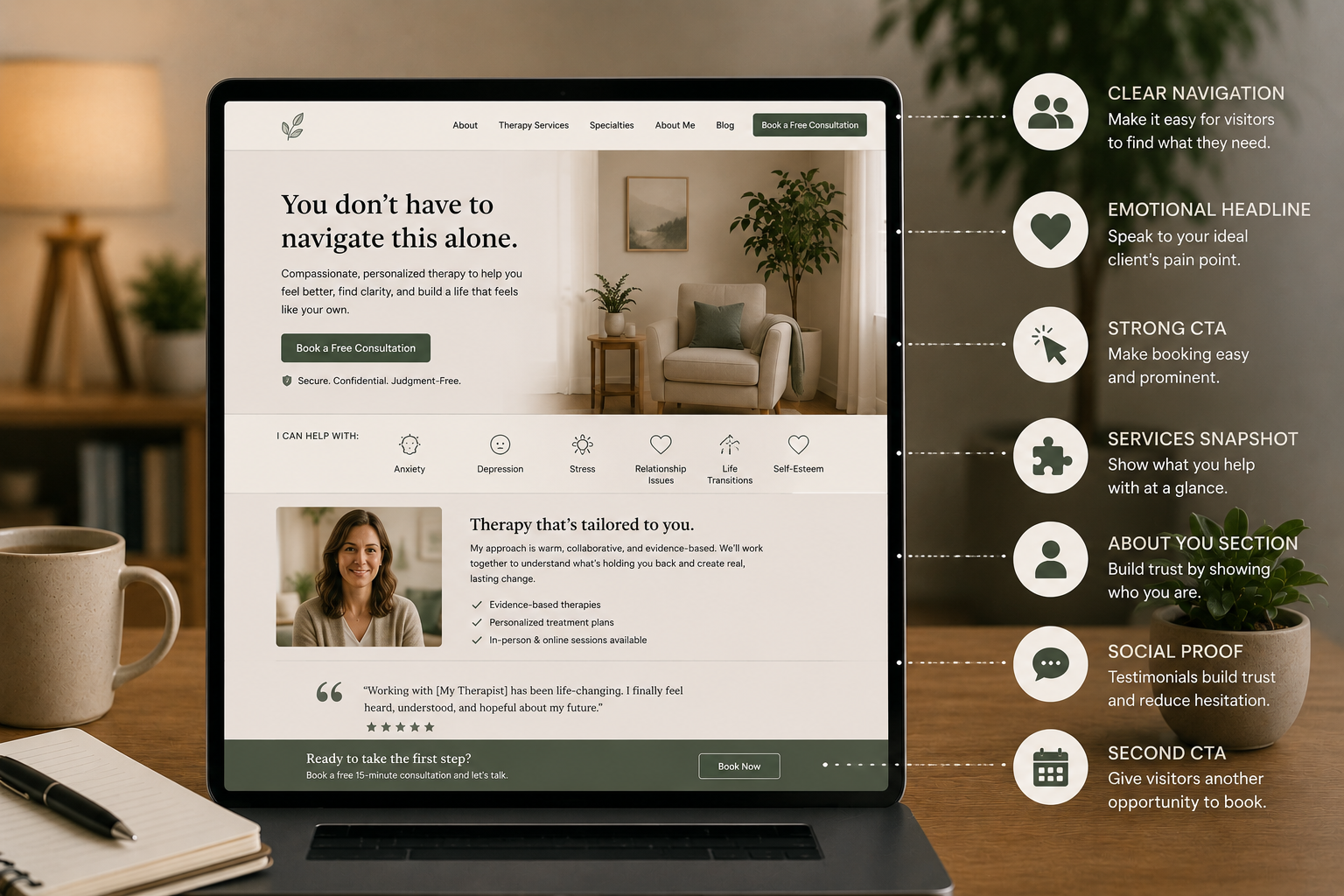 What Therapists Should Put on Their Homepage to Increase Bookings